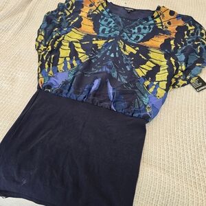 Express Colorful Butterfly Print Dress - Size S